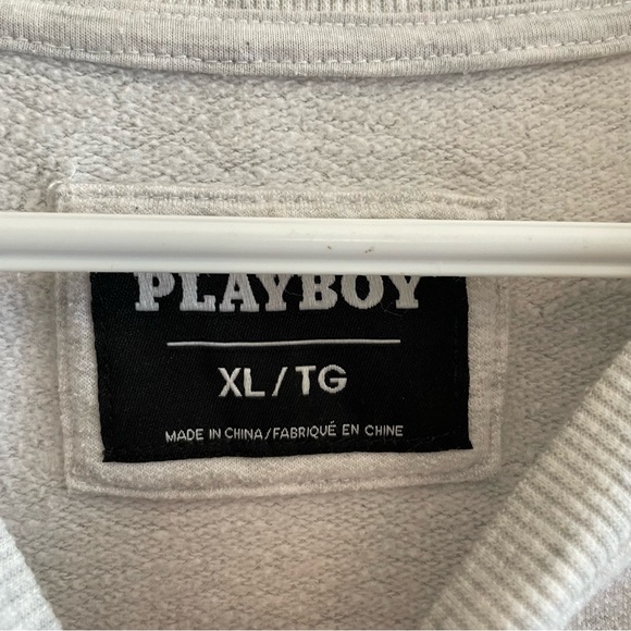 PLAYBOY Heather Grey w Forrest Green Logo Varsity Crewneck Sweater - Size XL GUC - Picture 6 of 14
